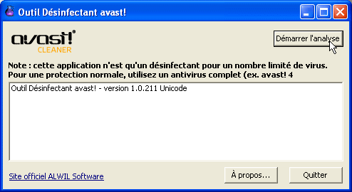 Avats! Virus Cleaner (Désinfectant Avast!)