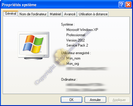 Changer le nom d'utilisateur enregistré d'une licence Windows XP
