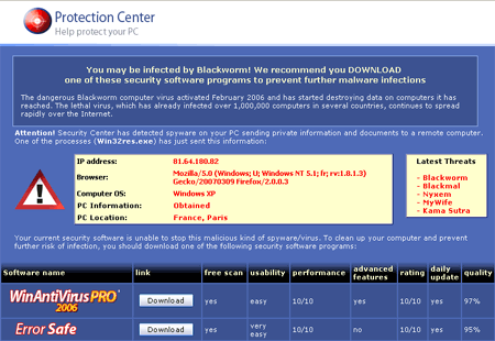 WinAntiVirus Winfixer WinAntiSpyware ErrorSafe